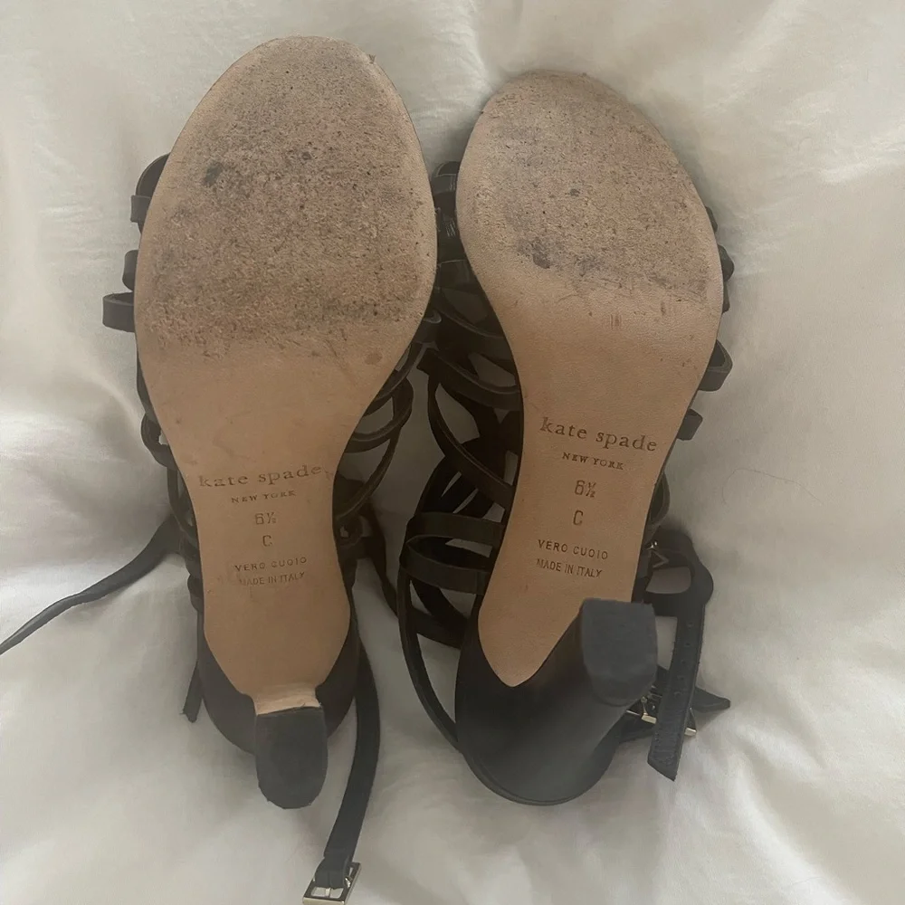 kate spade Black Strappy Cutout High Heel Sandals